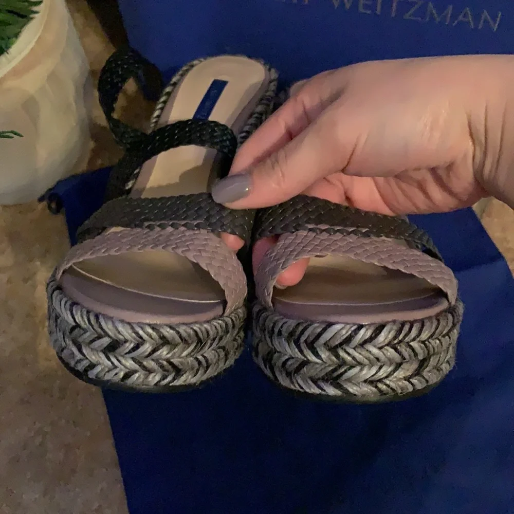 Stuart Weitzman Elsie Woven Wedges - Picture 5 of 8